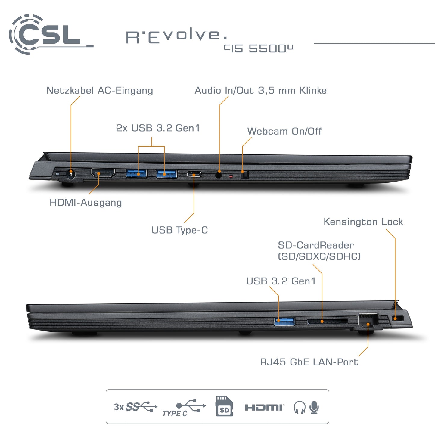Notebook | CSL R'Evolve C15 | 5500U | 8GB | 500GB | Windows 11 Pro | Neu