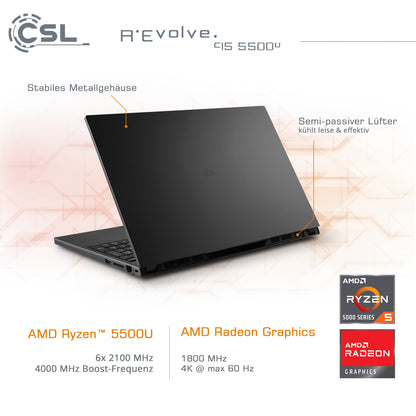 Notebook | CSL R'Evolve C15 | 5500U | 8GB | 500GB | Windows 11 Pro | Neu