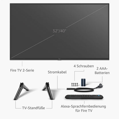 Amazon Fire TV-2-Serie HD-Smart-TV, 32 Zoll (81 cm) TV Fernseher Monitor SAT Kabel | NEU