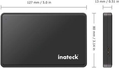 Externes Festplatten Gehäuse Inateck USB 3.0 2.5 Zoll SATA SSD HDD mit USB3.0 Kabel