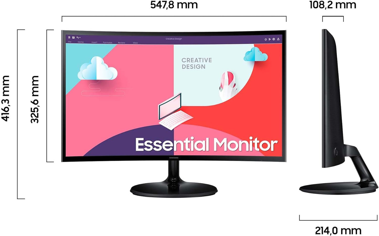 Samsung Monitor S3 Essential S24C364EAU, Curved, 24 Zoll, NEU