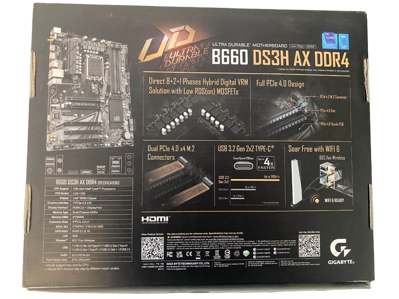 Scheda madre Gigabyte B660M DS3H AX DDR4 RICONDIZIONATA